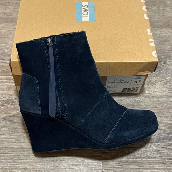 Toms Shoes - Toms | Desert Wedge High Navy Suede with box 8.5